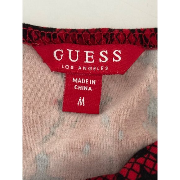 Guess Bodysuit M Red Snake-Print Deep V Sweetheart Neckline Cutout Y2K Clubwear - Picture 5 of 16